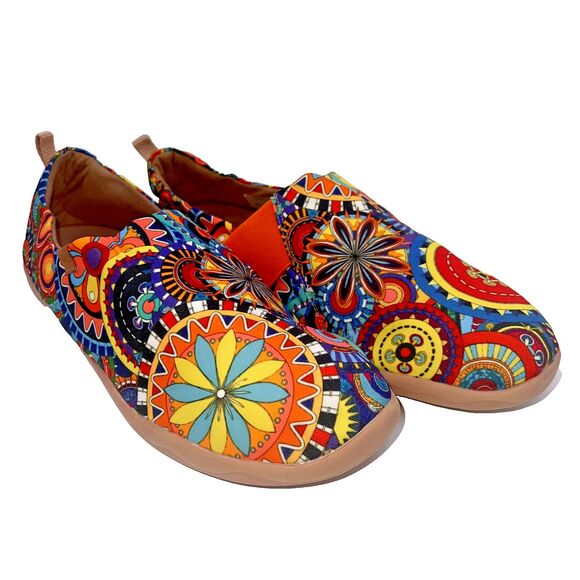 GOKIA~LHASA BLOSSOM COLORFUL CANVAS FASHION SLIP-ON WOMEN'S SHOES ~ SIZE 11 - Picture 3 of 13